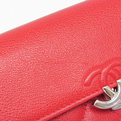 Chanel CC Box Gusset Flap Quilted Calfskin, Red, Leather, Wallet