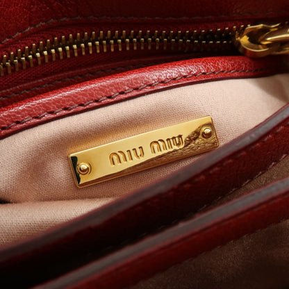 Miu Miu Madras Top Handle Leather, Red, Leather, Handbag