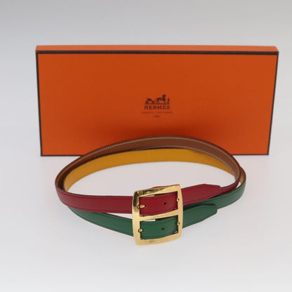 Hermes Double Hole Buckle Belt Metal and Leather, Multicolour, Leather, Belt
