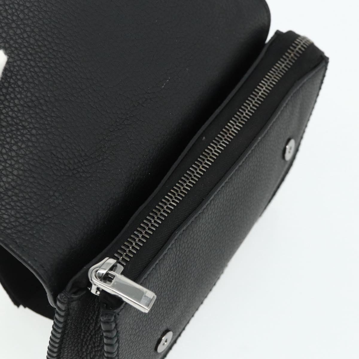 Christian Dior Saddle Pouch Belt Leather, Black, Leather, Clutch