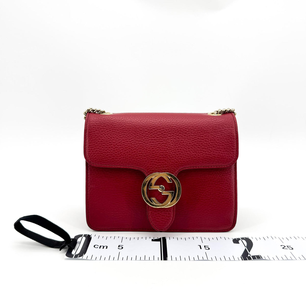 Gucci Interlocking Leather, Red, Leather, Shoulder Bag