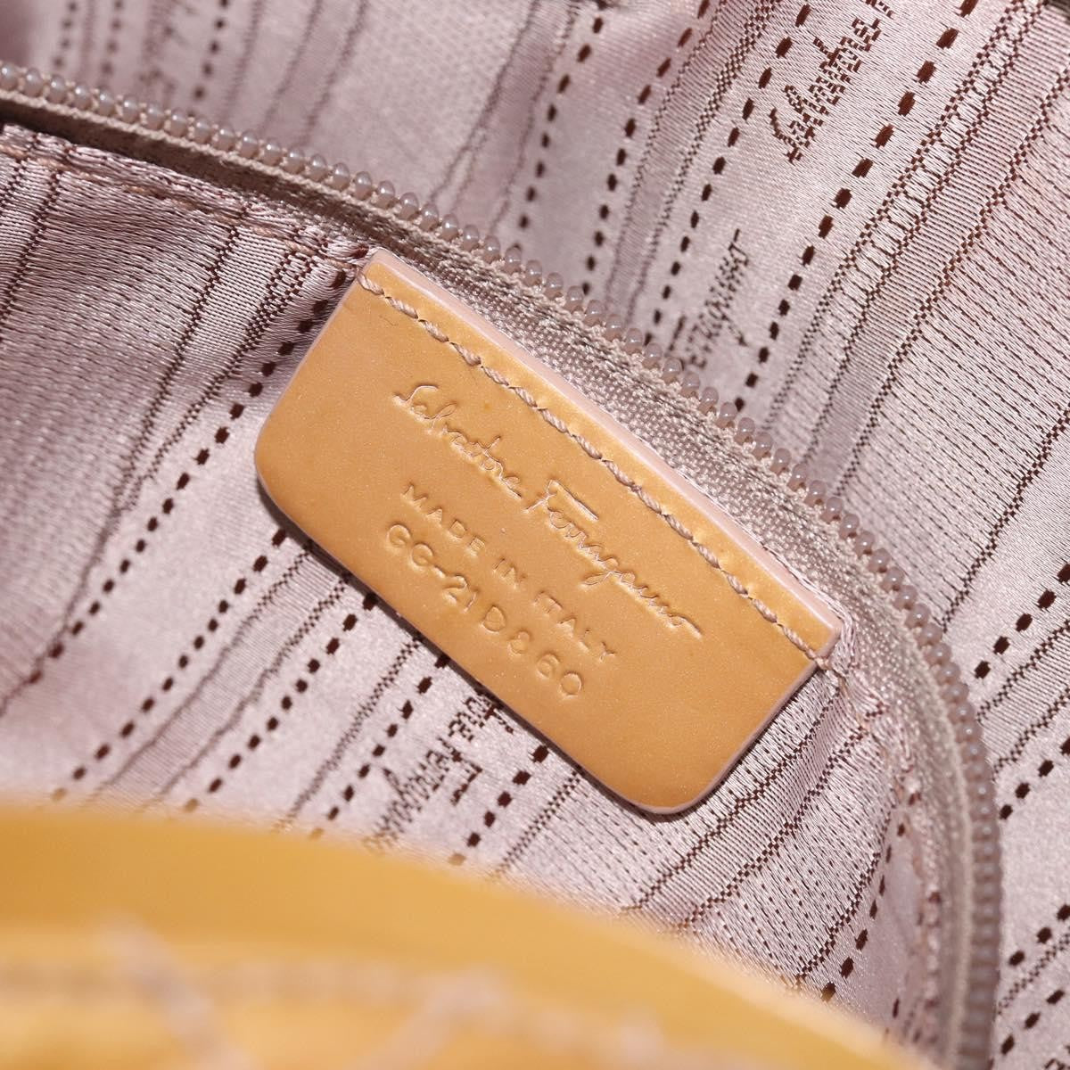 Salvatore Ferragamo Vala Patent Leather, Beige, Patent Leather, Shoulder Bag