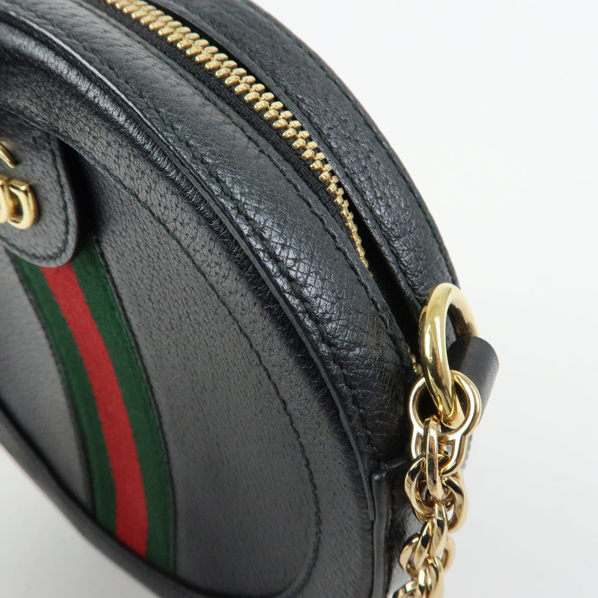 Gucci Ophidia Round Leather, Black, Leather, Shoulder Bag