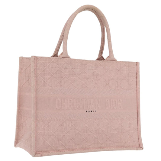Christian Dior Book Cannage Embroidered Canvas, Pink, Canvas, Tote Bag