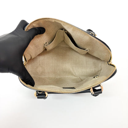 Gucci Dome Bowler GG Suede, Black, Leather, Handbag