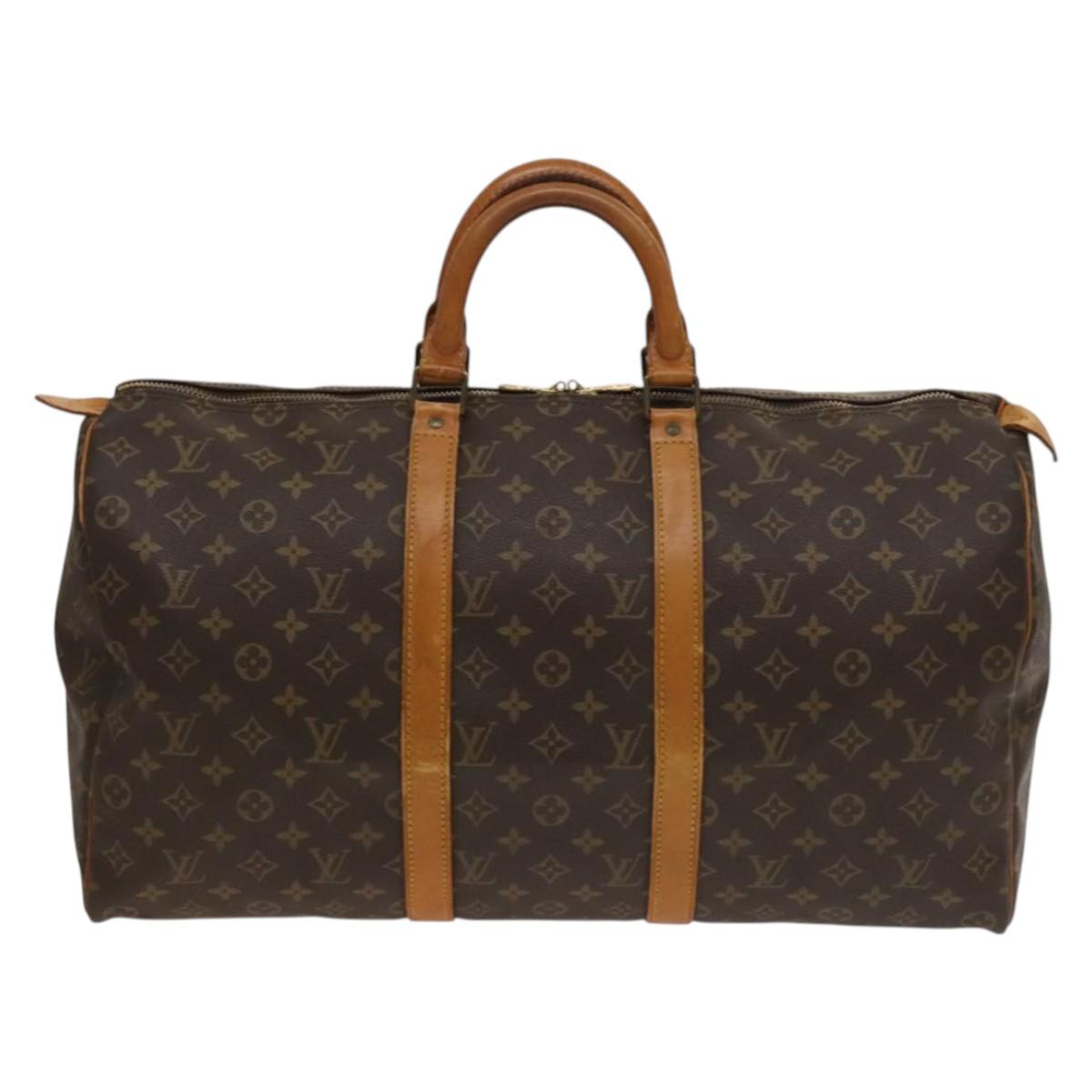Louis Vuitton Keepall Bag Monogram Canvas, BROWN, CANVAS, Travel bag