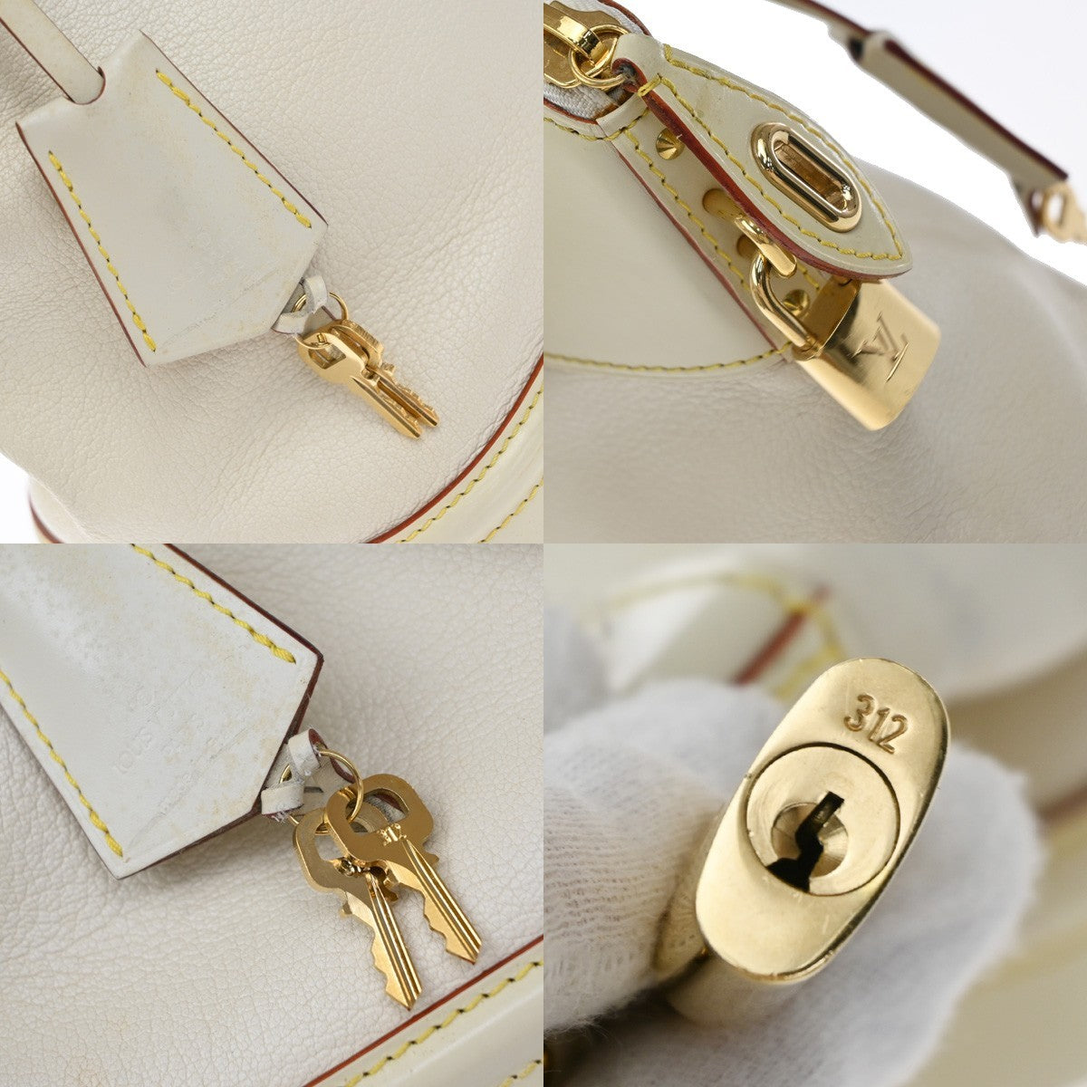 Louis Vuitton Suhali Lockit Leather, White, Leather, Handbag