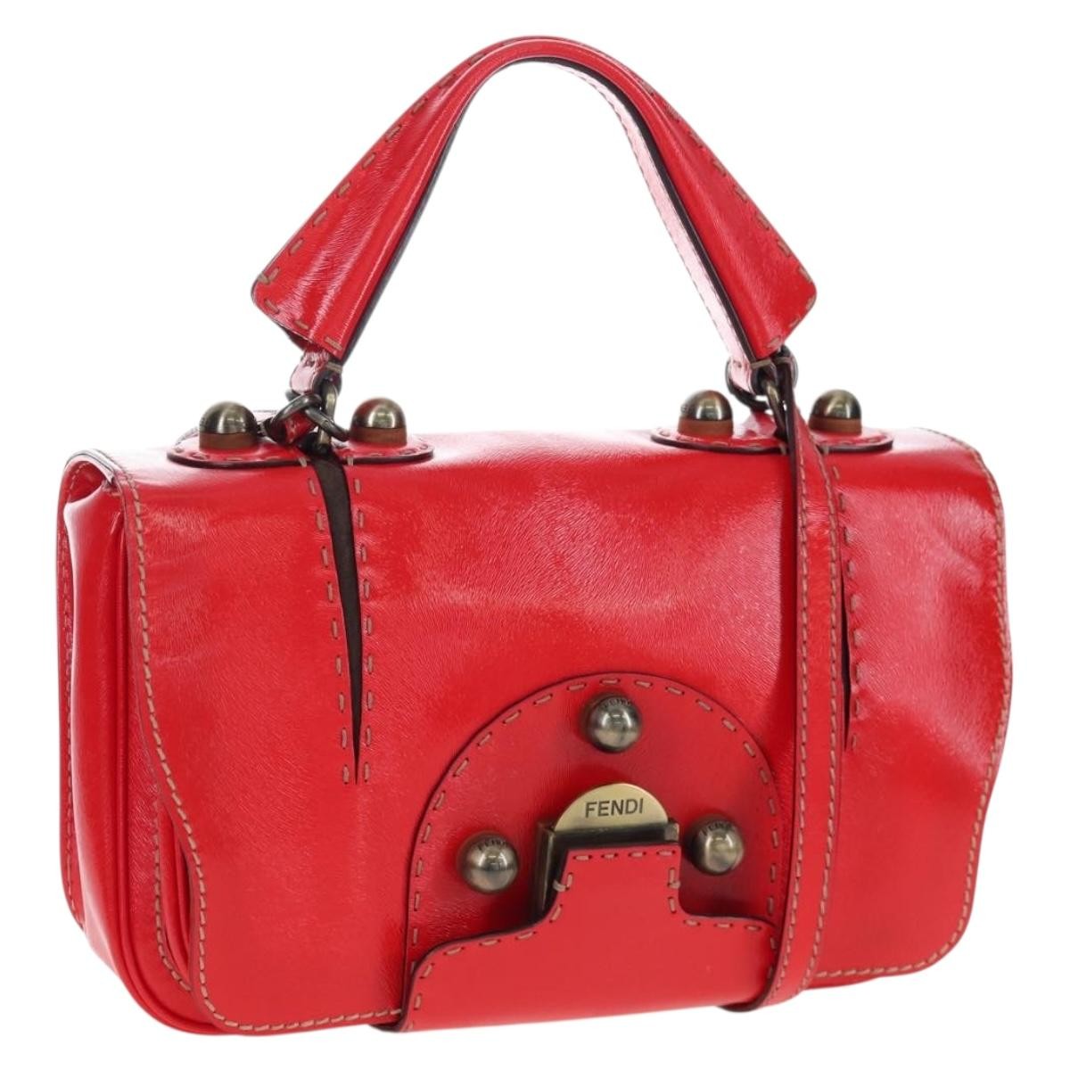Fendi Secret Code F3 Convertible Satchel Textured Leather, Red, Leather, Handbag
