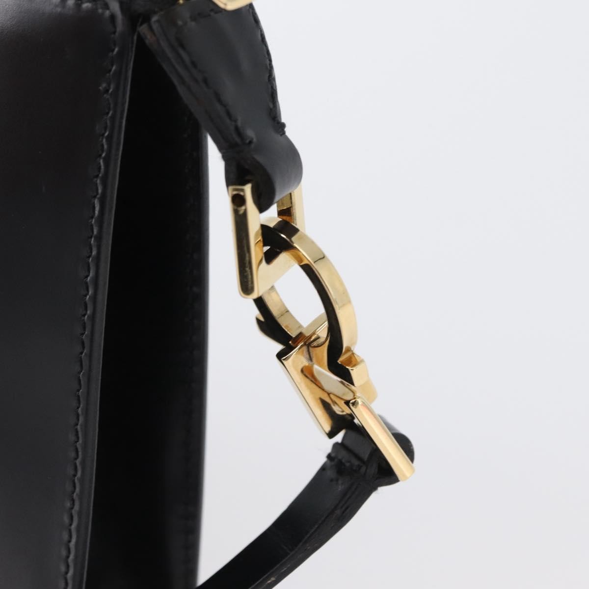 Salvatore Ferragamo Gancini Leather, Black, Leather, Crossbody Bag