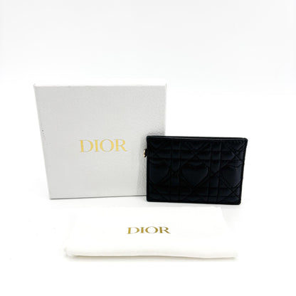 Christian Dior Lady Dior Card Holder Cannage Quilt Lambskin, Black, Leather, Card Holder