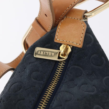 Celine C Macadam Shoulder Suede, Navy, Suede, Handbag