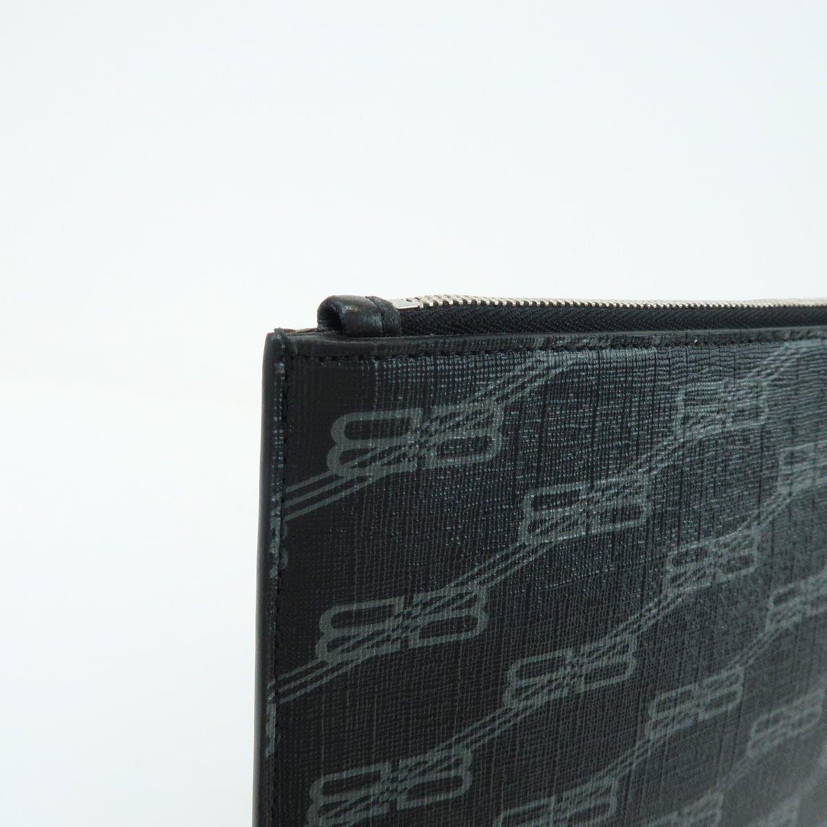 Balenciaga Signature Pouch Monogram PVC Leather, Black, Canvas, Clutch