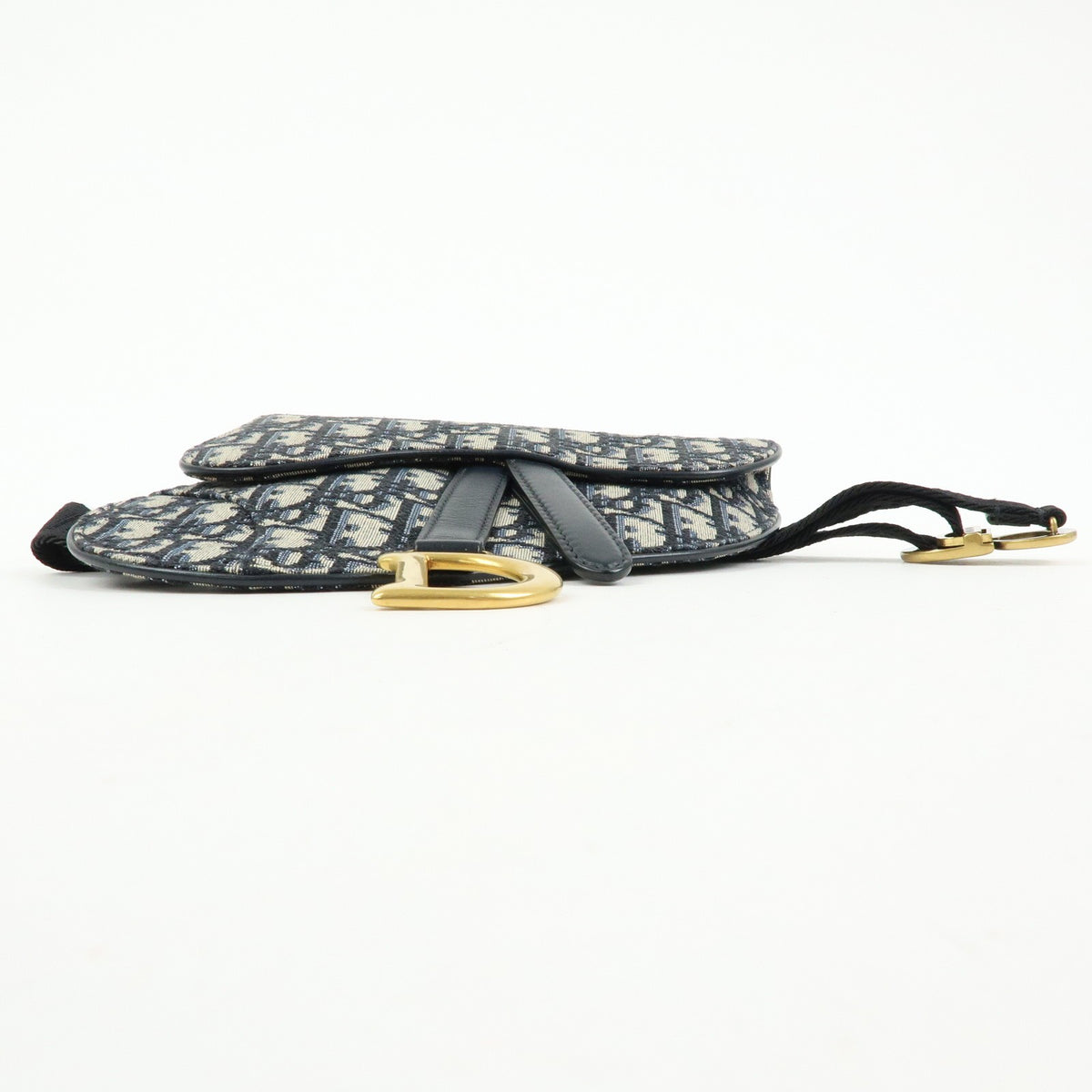 Christian Dior Saddle Belt Oblique Canvas, Navy, Canvas, Handbag