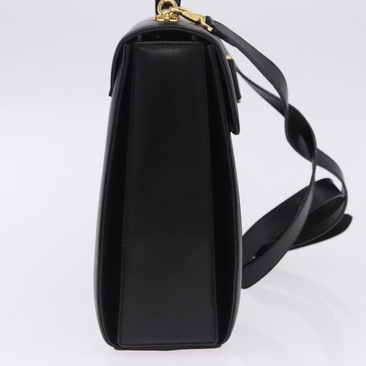 Salvatore Ferragamo Gancini Leather, Black, Leather, Handbag