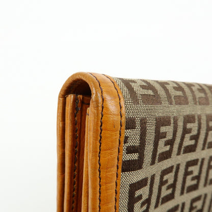 Fendi Bifold Zucca Coated Canvas, Beige, Canvas, Wallet