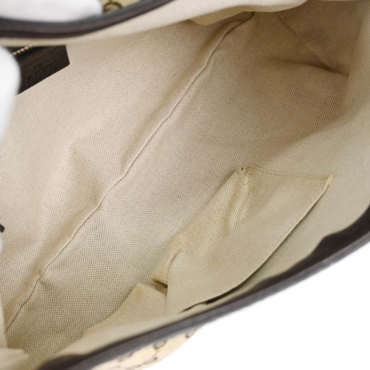 Gucci Techno Horsebit Flap Hobo Leather, Beige, Canvas, Shoulder Bag