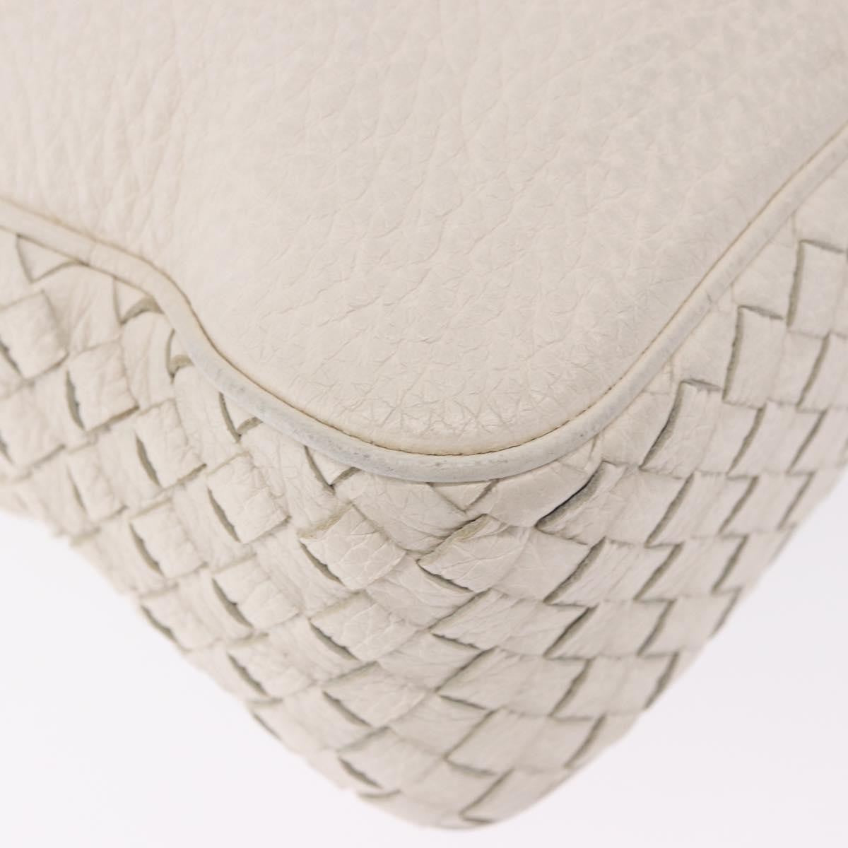 Bottega Veneta Intrecciato Shoulder Leather, White, Leather, Shoulder Bag