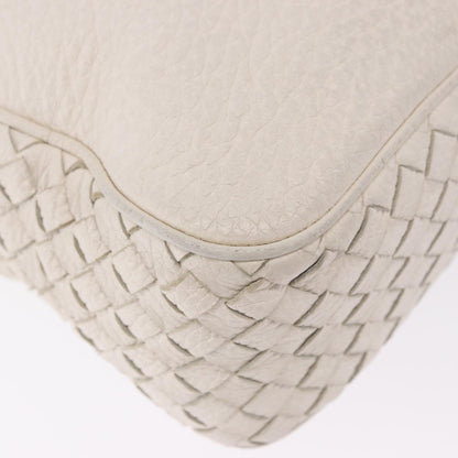 Bottega Veneta Intrecciato Shoulder Leather, White, Leather, Shoulder Bag
