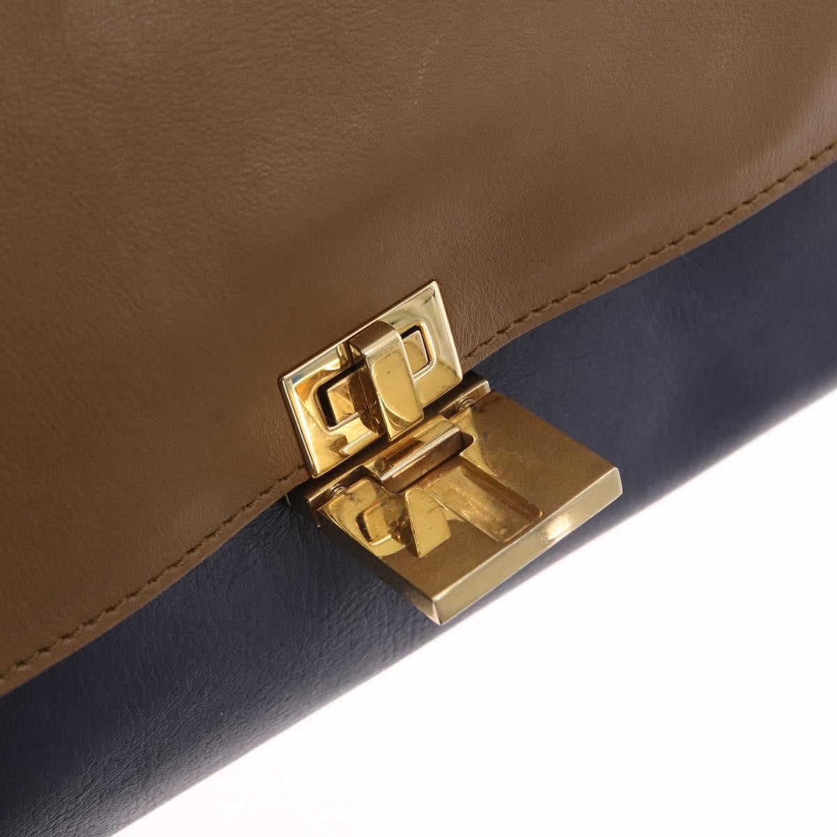 Celine Tricolor Trapeze Leather, Navy, Leather, Handbag