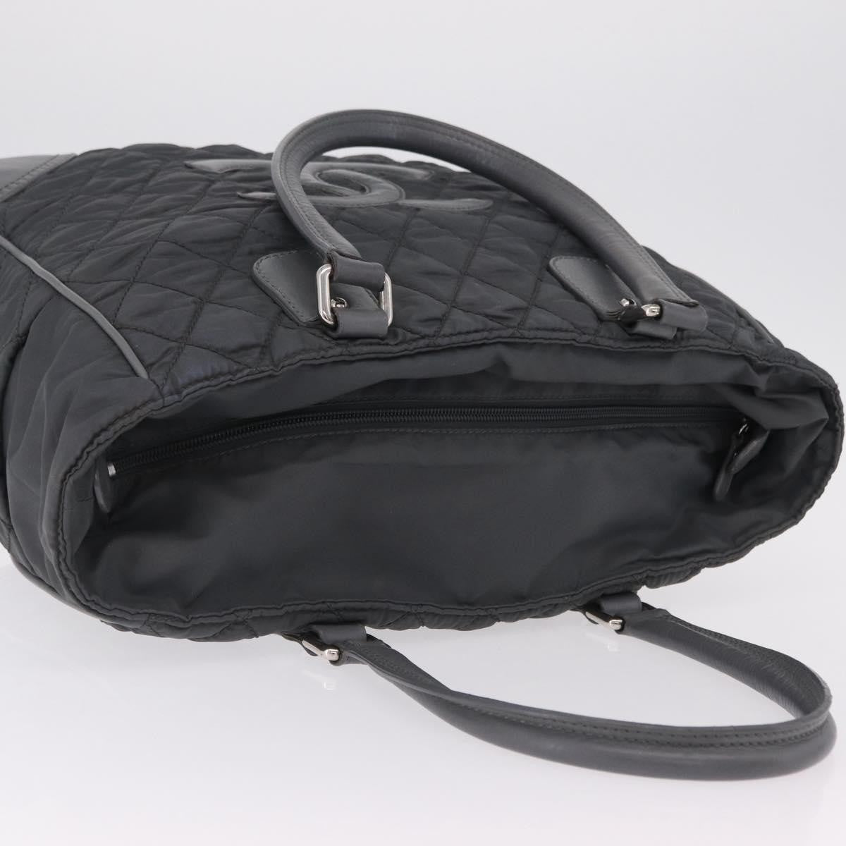 Chanel Vintage CC Quilted Nylon, Gray, Nylon, Tote Bag
