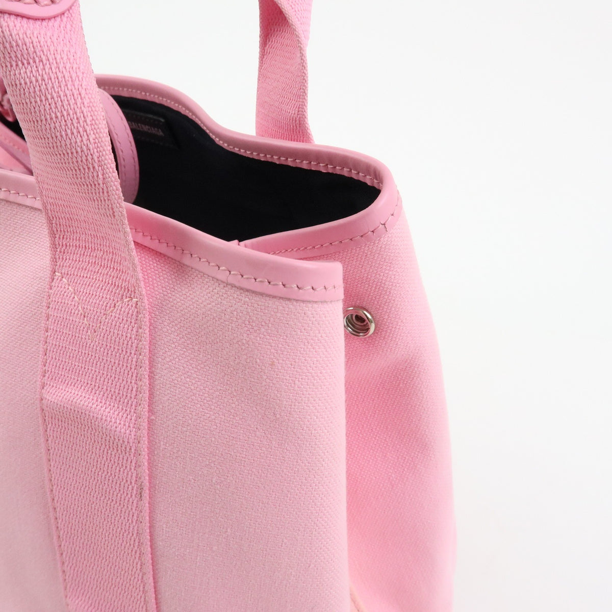 Balenciaga Navy Cabas Canvas with Leather, Pink, Canvas, Tote Bag