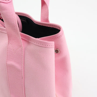 Balenciaga Navy Cabas Canvas with Leather, Pink, Canvas, Tote Bag