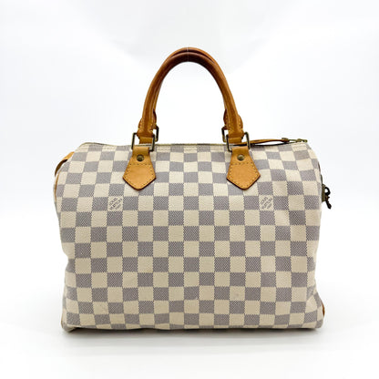 Louis Vuitton Speedy Bandouliere Damier, White, Canvas, Handbag