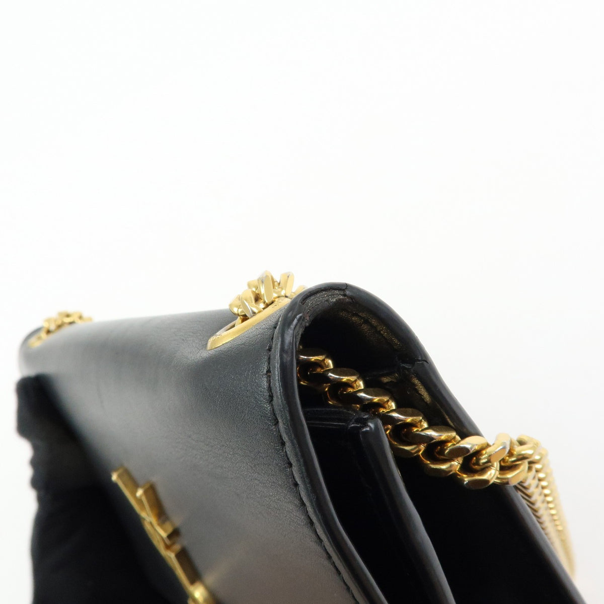 Saint Laurent Classic Monogram Tassel Leather, Black, Leather, Crossbody Bag