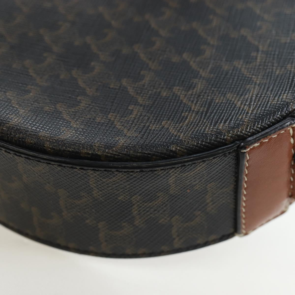 Celine Round Purse on Strap Triomphe Coated Canvas, Black, PVC, Shoulder Bag