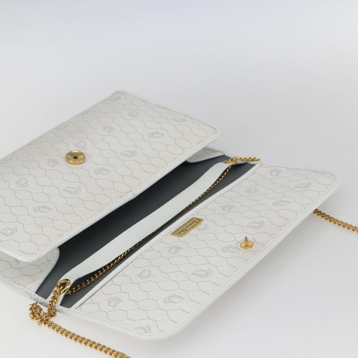 Christian Dior Vintage Honeycomb Canvas, White, Canvas, Shoulder Bag