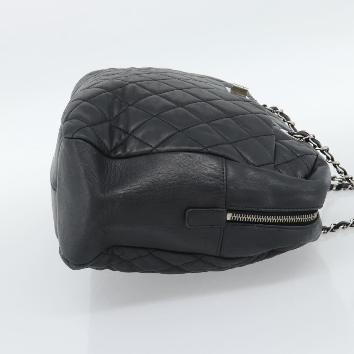 Chanel Mademoiselle Chain Quilted Lambskin, Black, Leather, Shoulder Bag