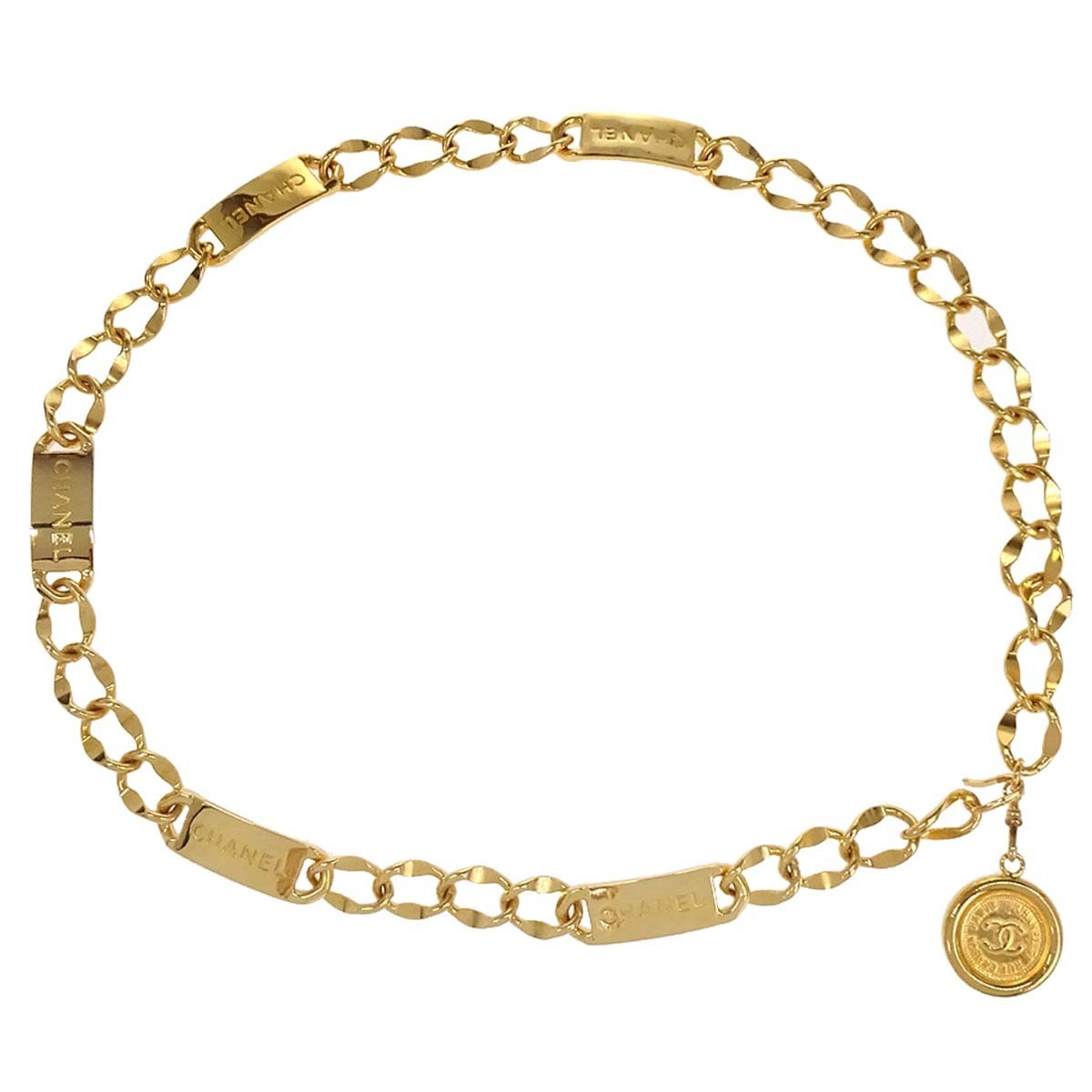 Chanel Vintage Medallion Logo Chain Belt Metal, Gold, Gold Plated, Belt