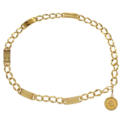 Chanel Vintage Medallion Logo Chain Belt Metal, Gold, Gold Plated, Belt