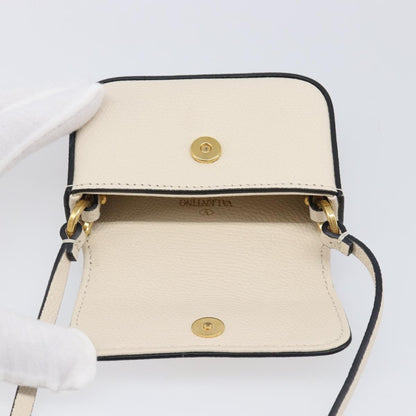 Valentino Garavani V Pouch Shoulder Bag Leather, White, Leather, Shoulder Bag