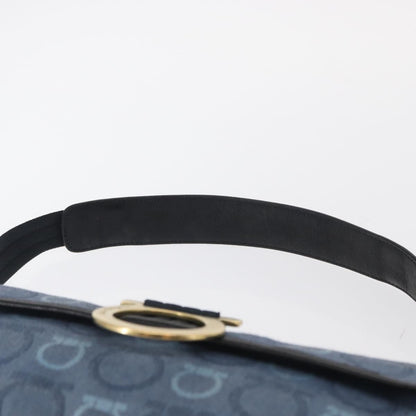 Salvatore Ferragamo Gancini Canvas, Navy, Canvas, Shoulder Bag