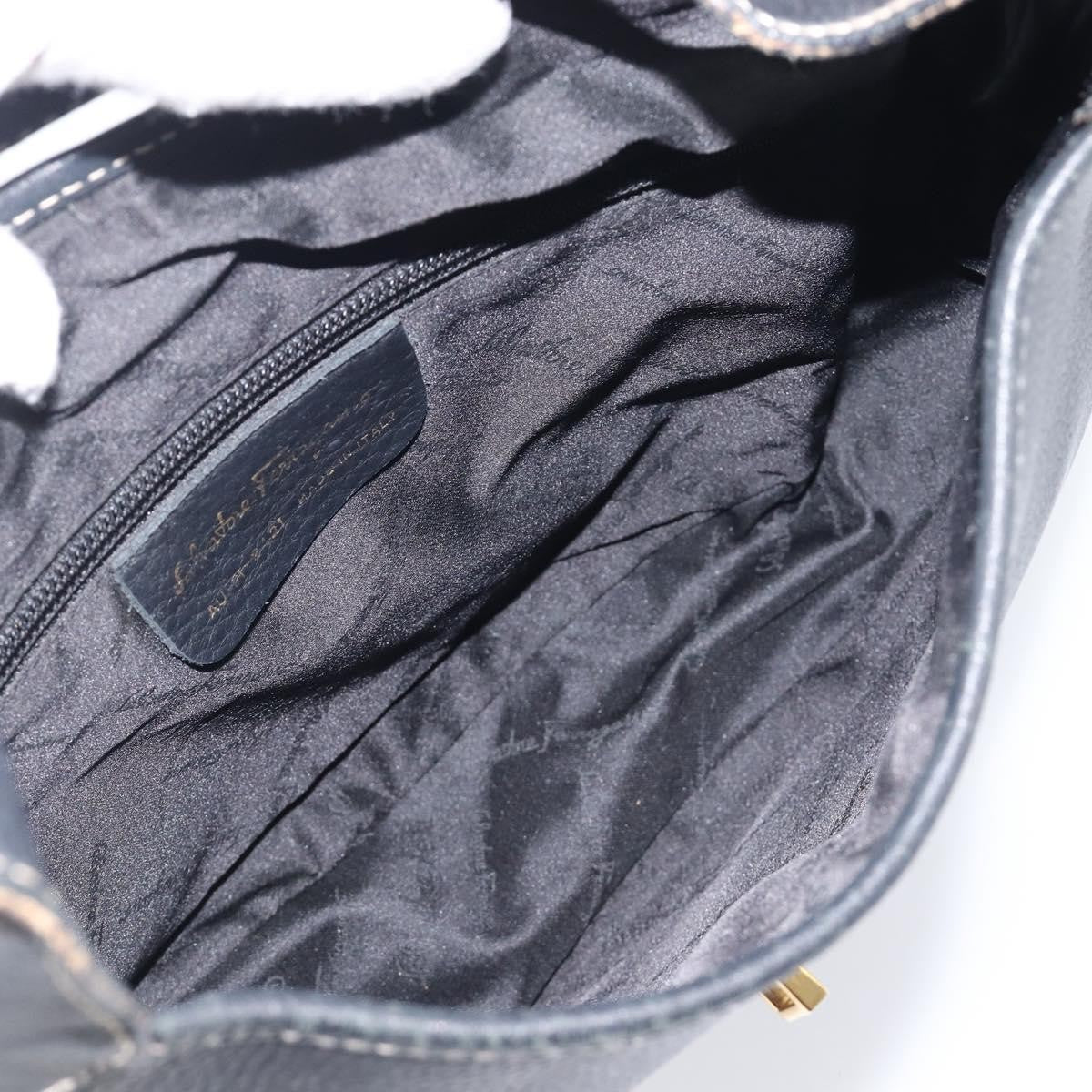 Salvatore Ferragamo Gancini Leather, Black, Leather, Crossbody Bag
