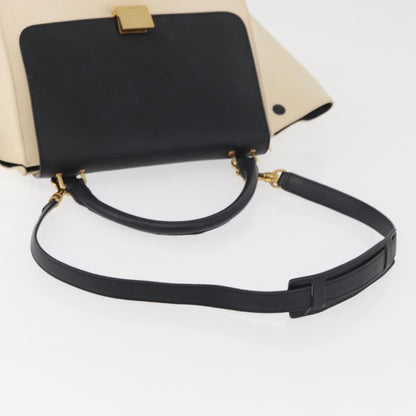 Celine Trapeze Leather with Canvas, Beige, Canvas, Handbag