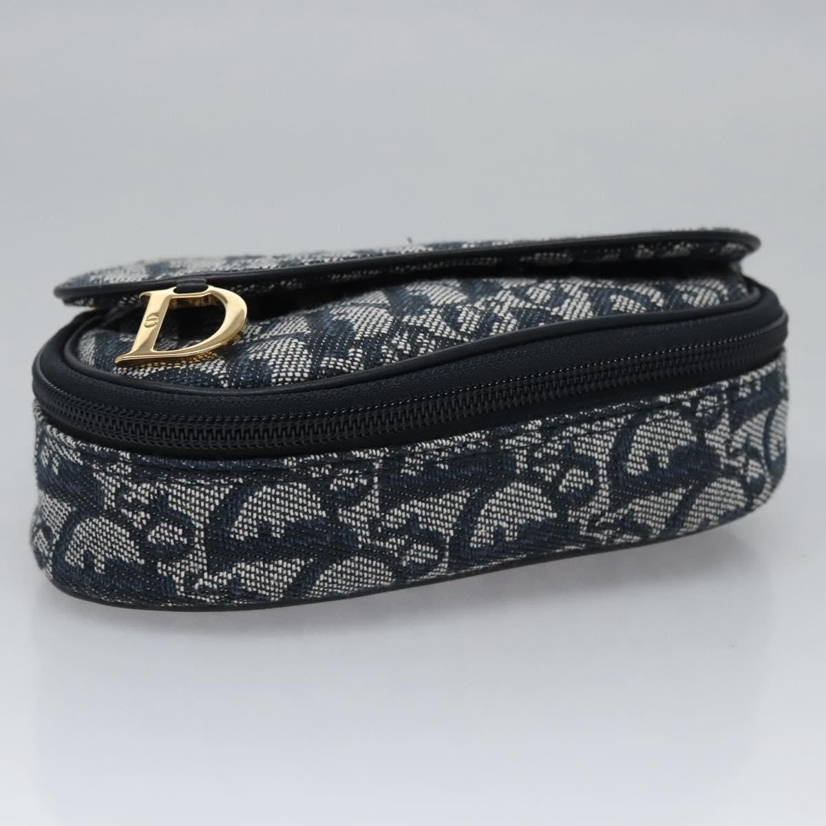 Christian Dior Vintage Saddle Coin Purse Diorissimo Canvas, Navy, Canvas, Clutch