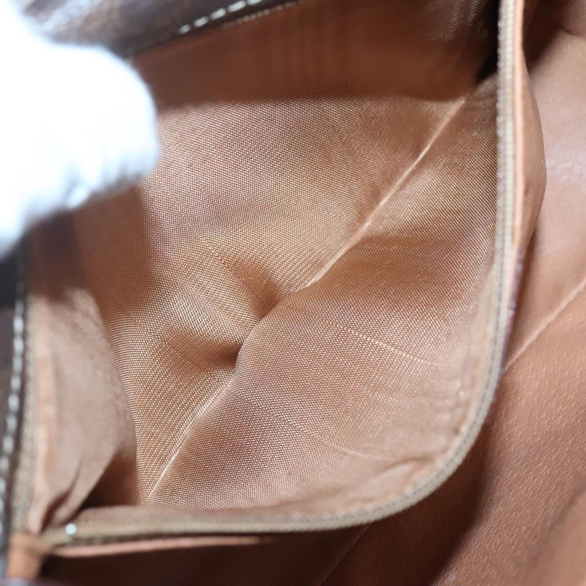 Celine Vintage Macadam Circle Logo Canvas and Leather, Brown, Canvas, Shoulder Bag