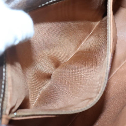 Celine Vintage Macadam Circle Logo Canvas and Leather, Brown, Canvas, Shoulder Bag