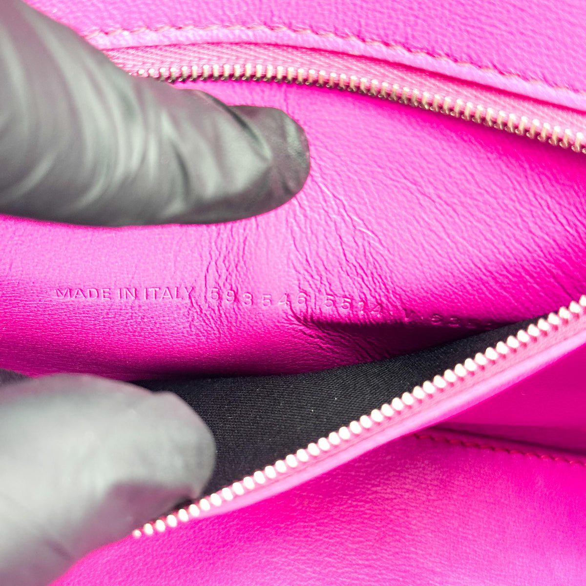 Balenciaga Hourglass Top Handle Crocodile Embossed Leather, Pink, Leather, Handbag