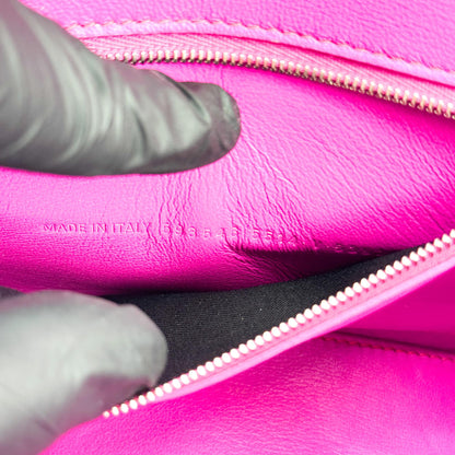 Balenciaga Hourglass Top Handle Crocodile Embossed Leather, Pink, Leather, Handbag