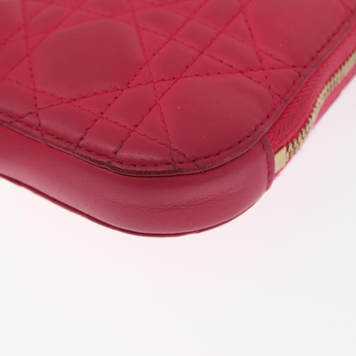 Christian Dior Lady Dior Phone Holder on Chain Cannage Quilt Lambskin, Pink, Leather, Clutch