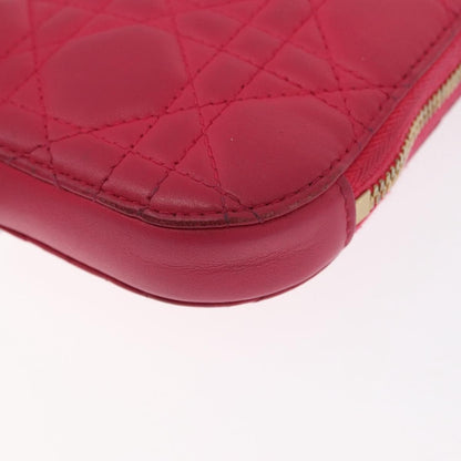 Christian Dior Lady Dior Phone Holder on Chain Cannage Quilt Lambskin, Pink, Leather, Clutch