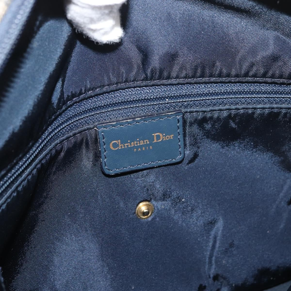 Christian Dior Vintage Saddle Bowler Diorissimo Canvas, Navy, Canvas, Handbag
