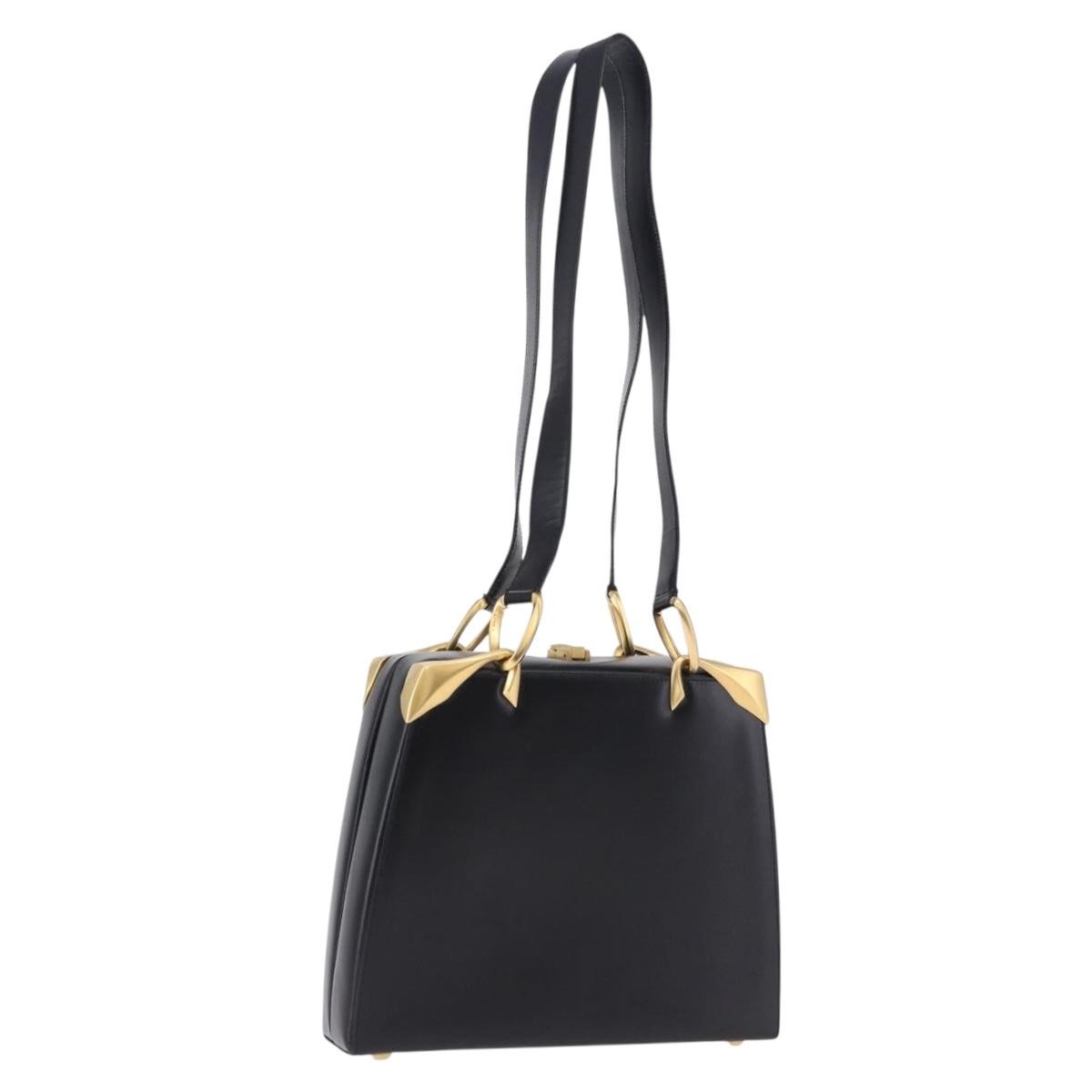 Celine Vintage Leather, Black, Leather, Shoulder Bag