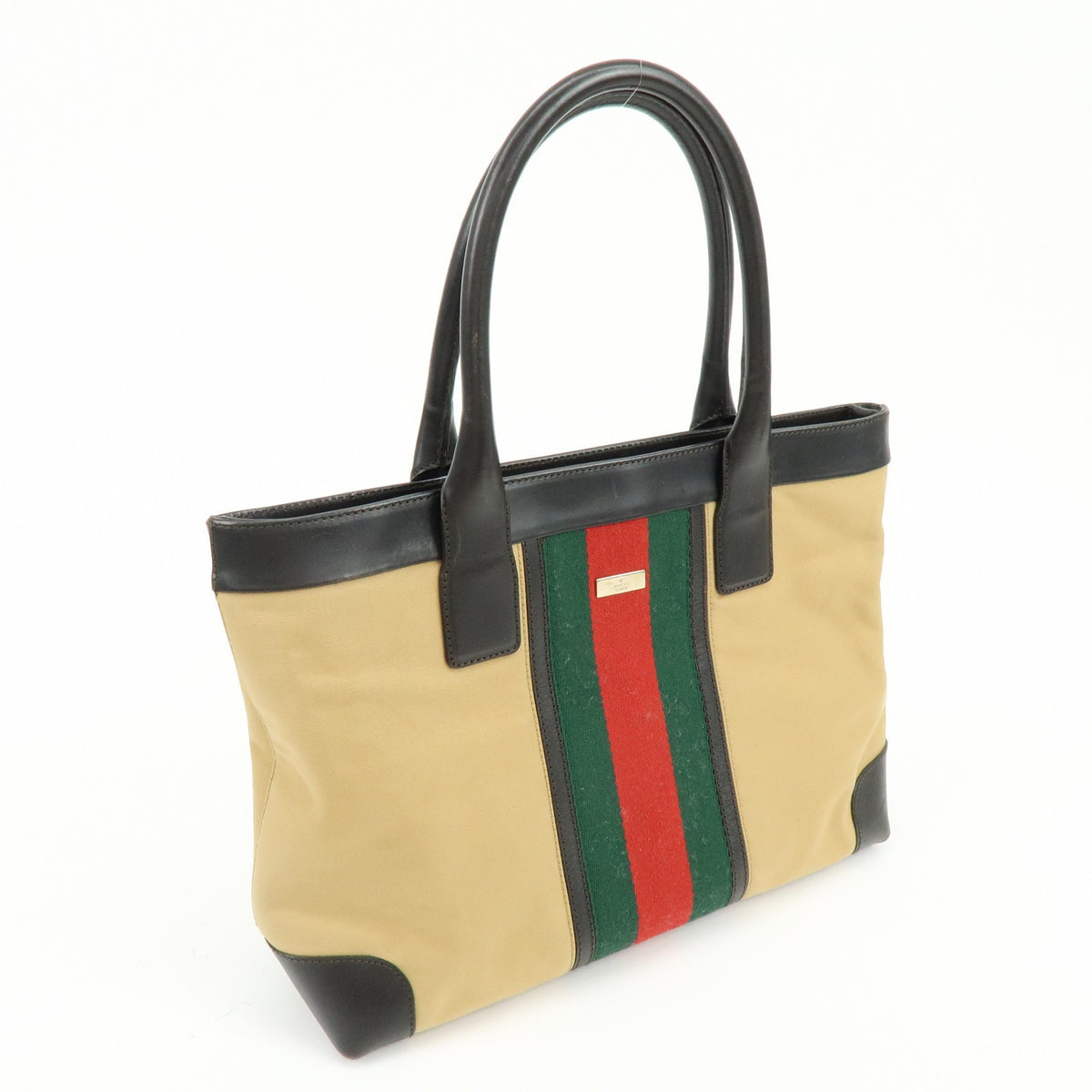 Gucci Vintage Web Canvas and Leather, Beige, Canvas, Crossbody Bag
