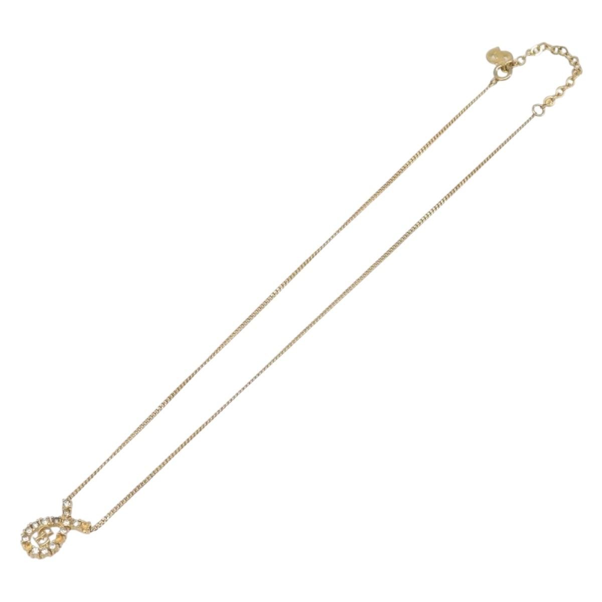 Christian Dior Vintage Logo Pendant Metal, Gold, Metal, Necklace