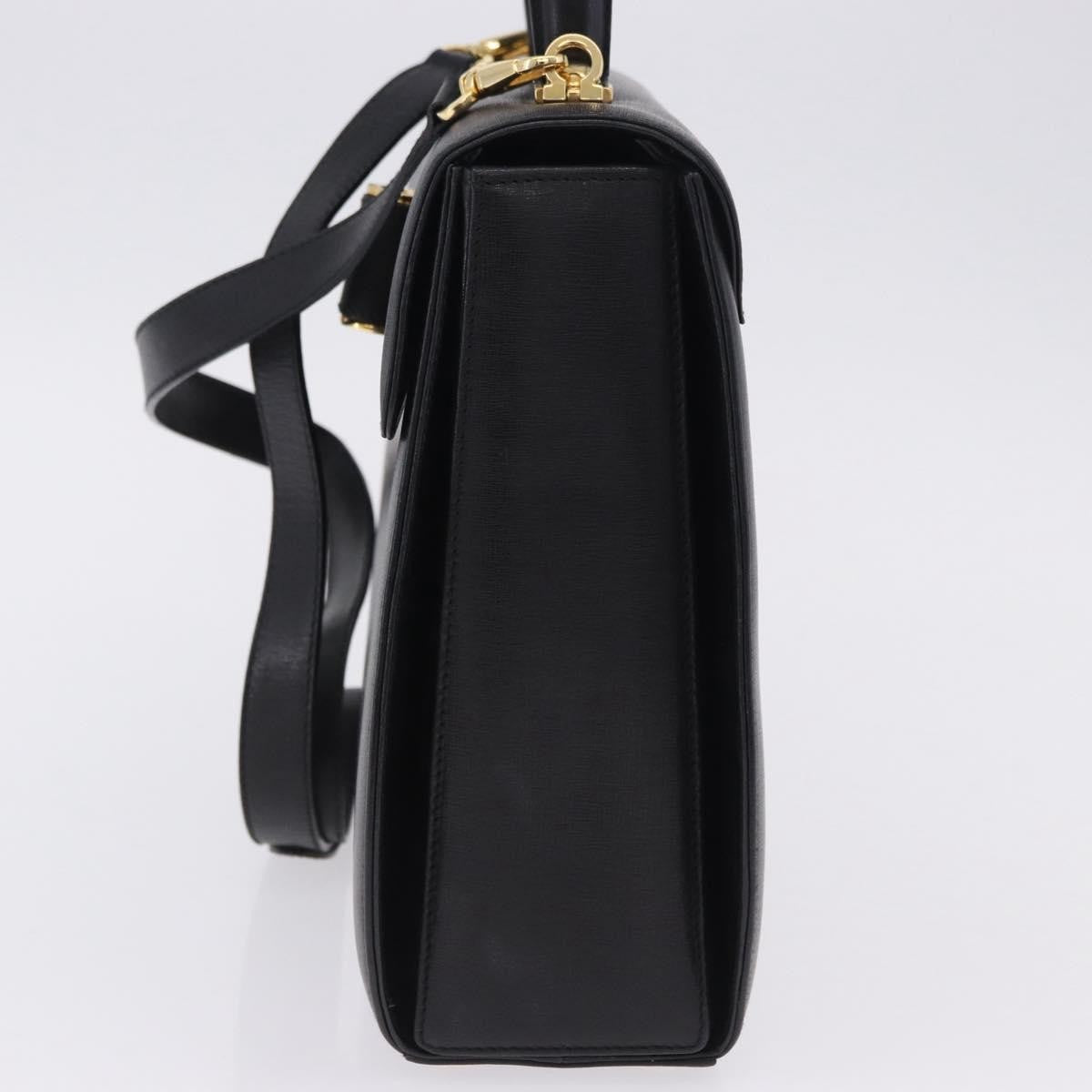 Salvatore Ferragamo Gancini Leather, Black, Leather, Handbag