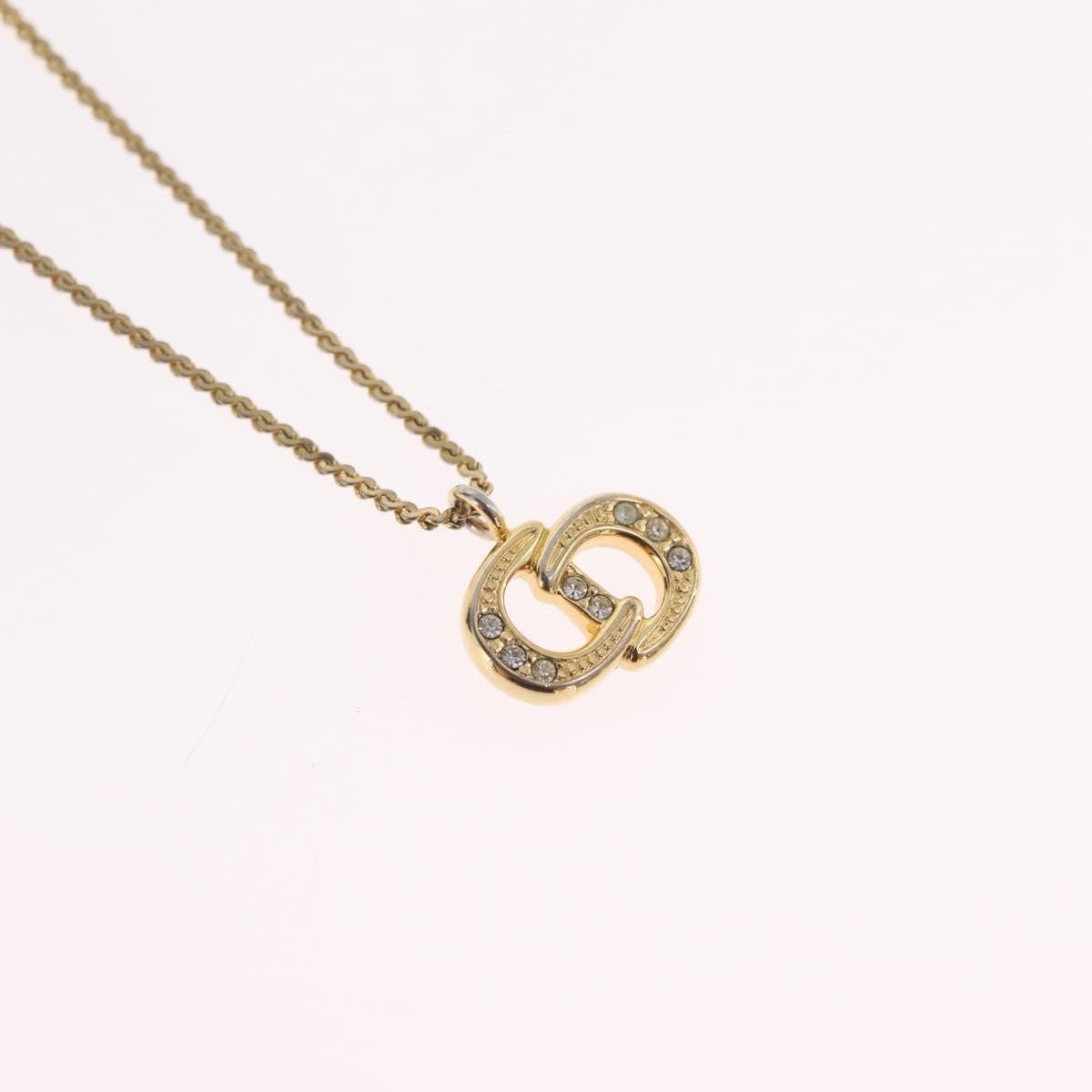 Christian Dior Vintage CD Pendant Metal with Crystals, Gold, Metal, Necklace